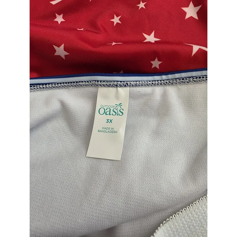 Outdoor Oasis Women's Stars & Stripes One Piece‎ Swimsuit Size 3XL NWT Red Blue